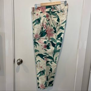 Ann Taylor factory botanical print ankle pants.